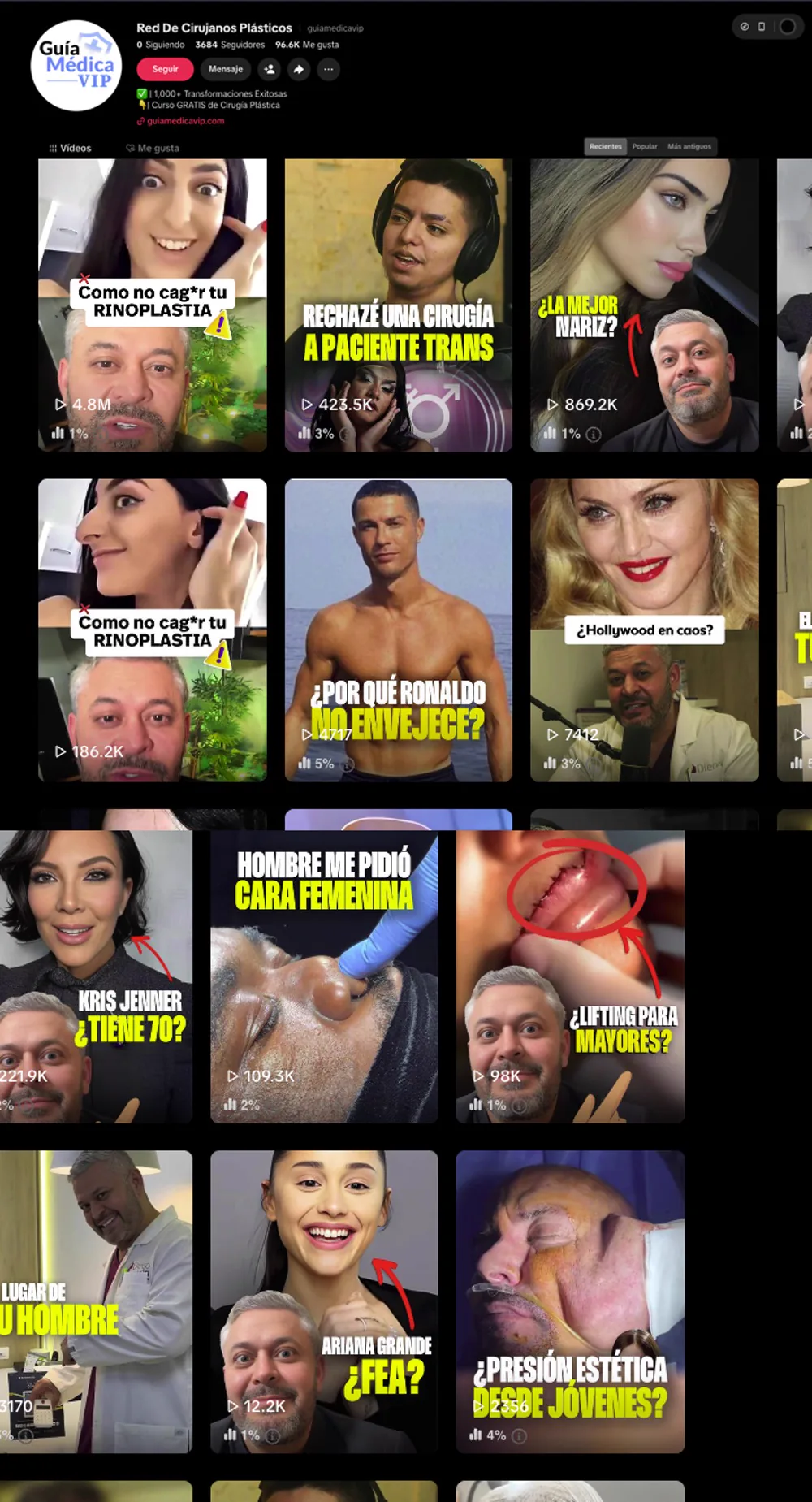 TikTok account grid with a 4.8M-view video
